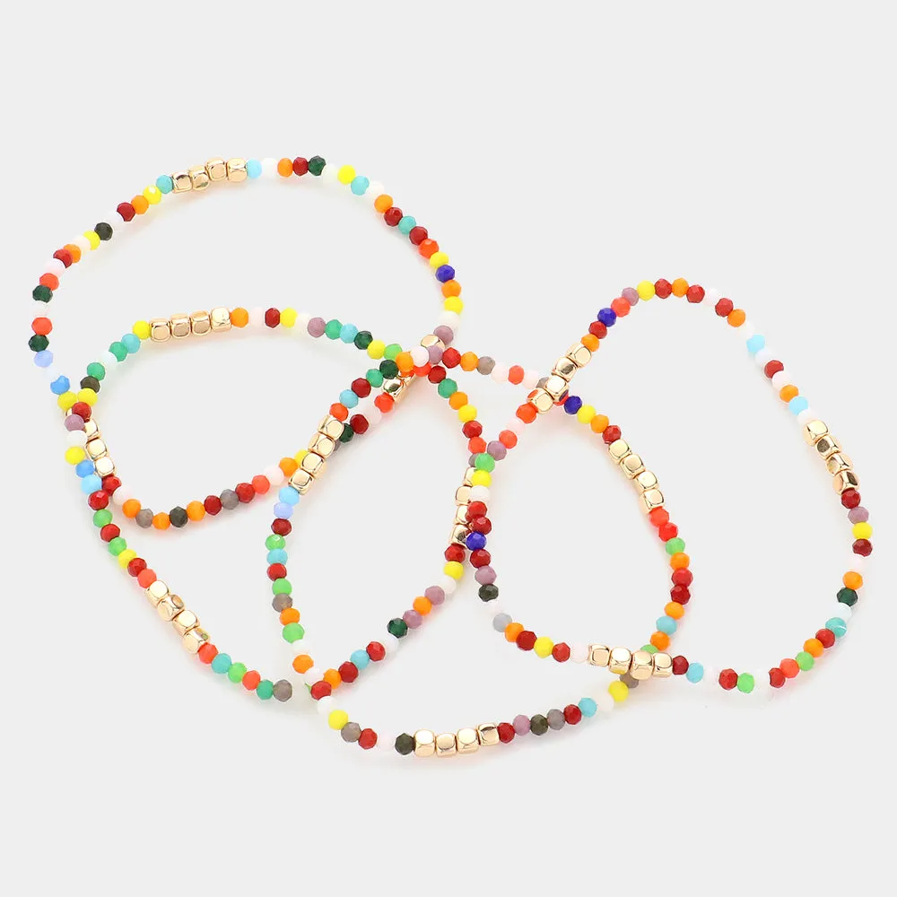 iLLASPARKZ 4PCS - Faceted Beaded Multi Layered Bracelets