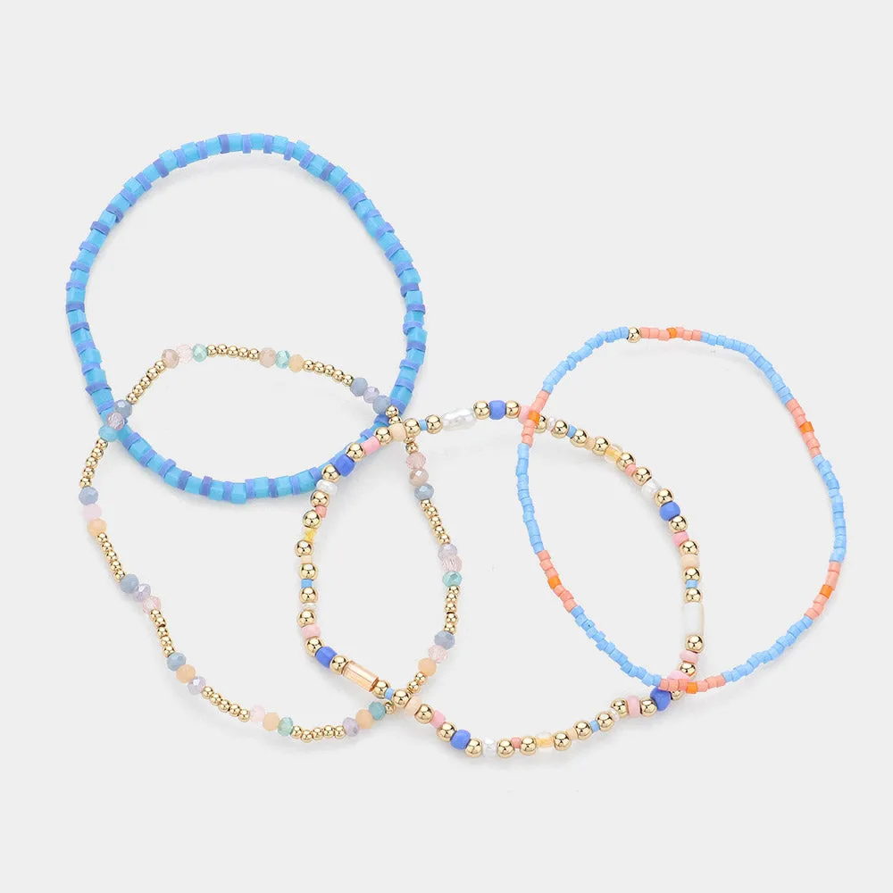 iLLASPARKZ 4PCS - Multi Beaded Stretch Layered Bracelets