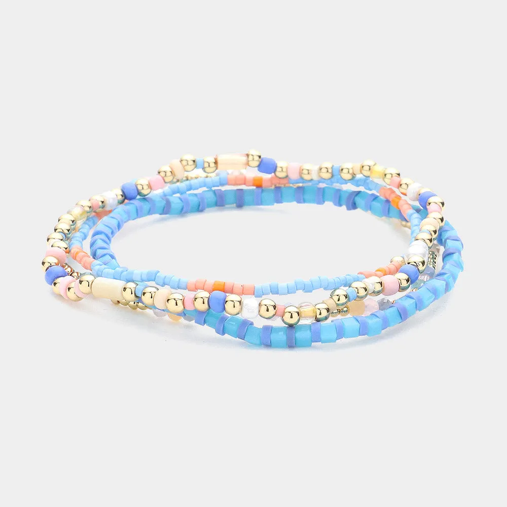iLLASPARKZ 4PCS - Multi Beaded Stretch Layered Bracelets