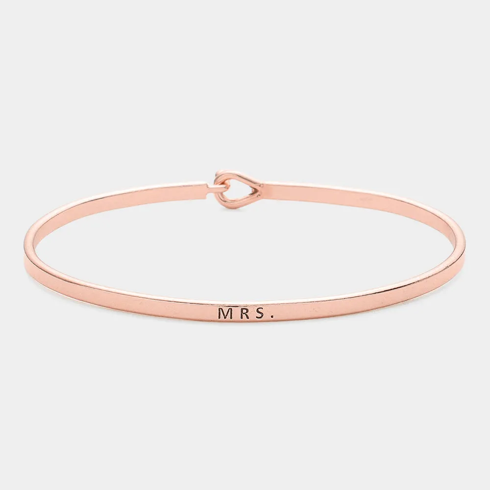 iLLASPARKZ "MRS." Thin Brass Metal Hook Bracelet