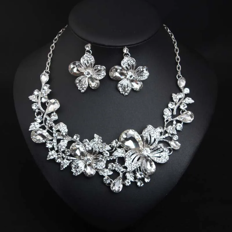 Jewelry Classice Fashion women's wedding jewelry sets colorful Enamel flower necklace with earring accessory