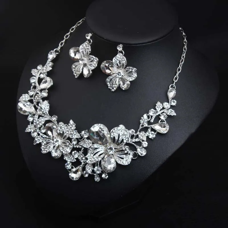 Jewelry Classice Fashion women's wedding jewelry sets colorful Enamel flower necklace with earring accessory
