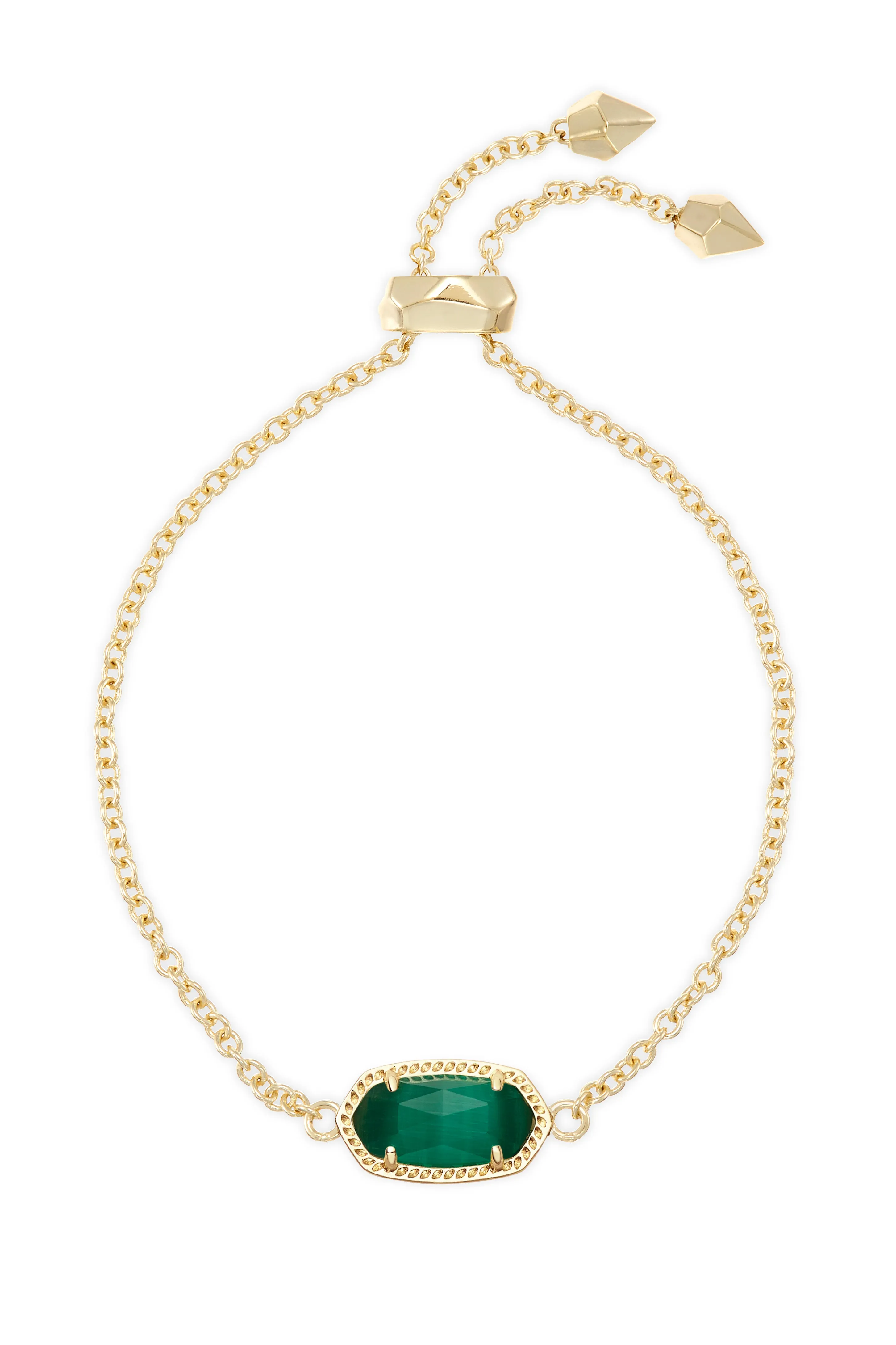 Kendra Scott: Elaina Delicate Gold Chain Bracelet - Emerald Cats Eye