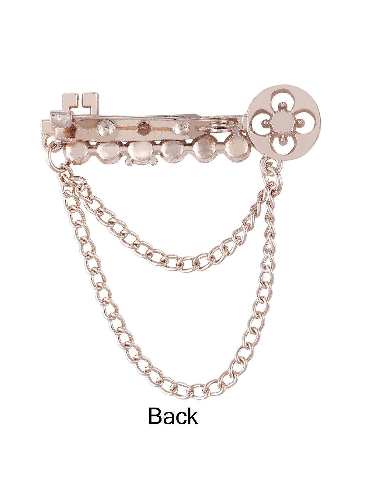 Key Shaped Multicolored Brooch with Chain Hanging