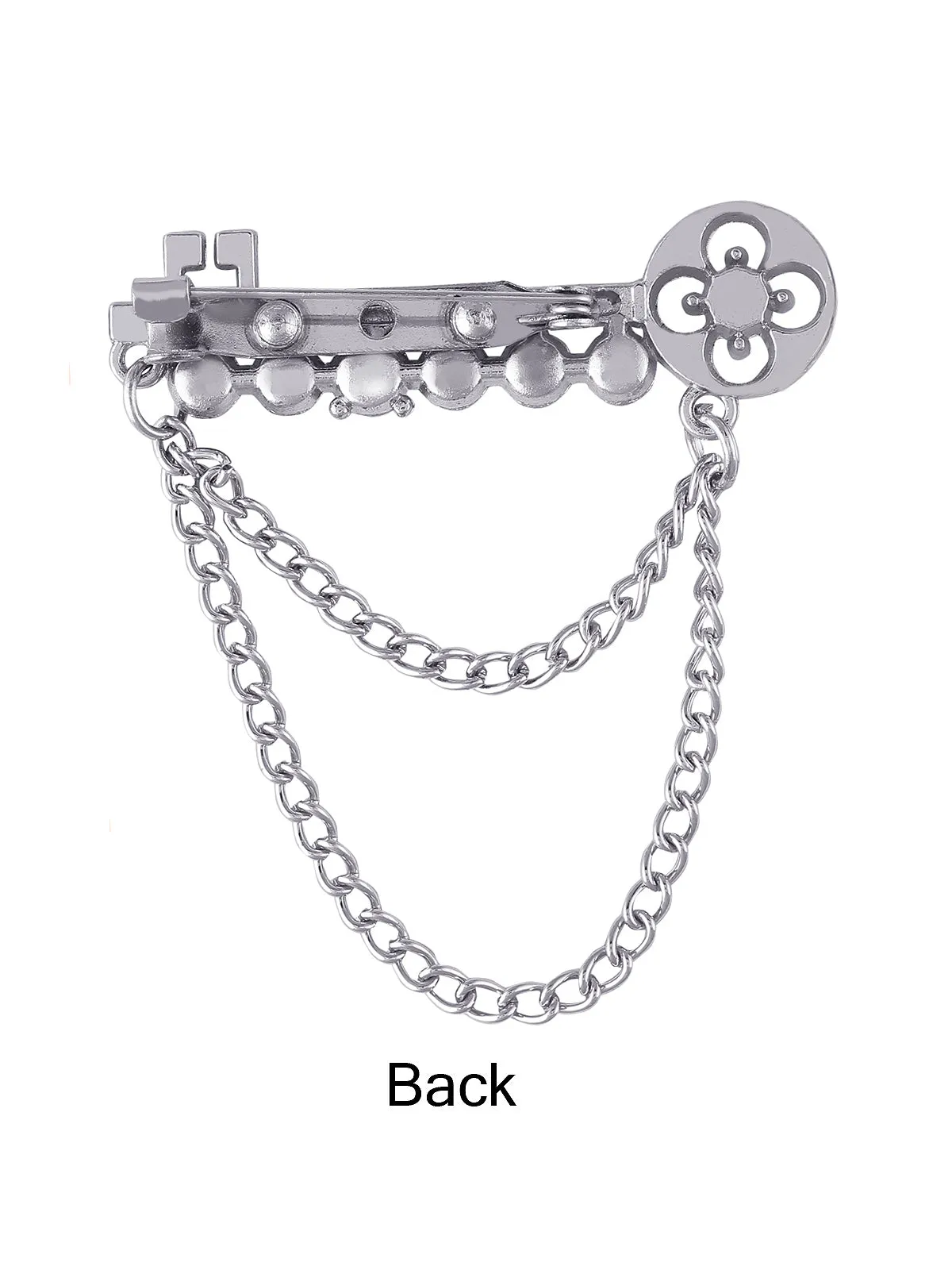 Key Shaped Multicolored Brooch with Chain Hanging
