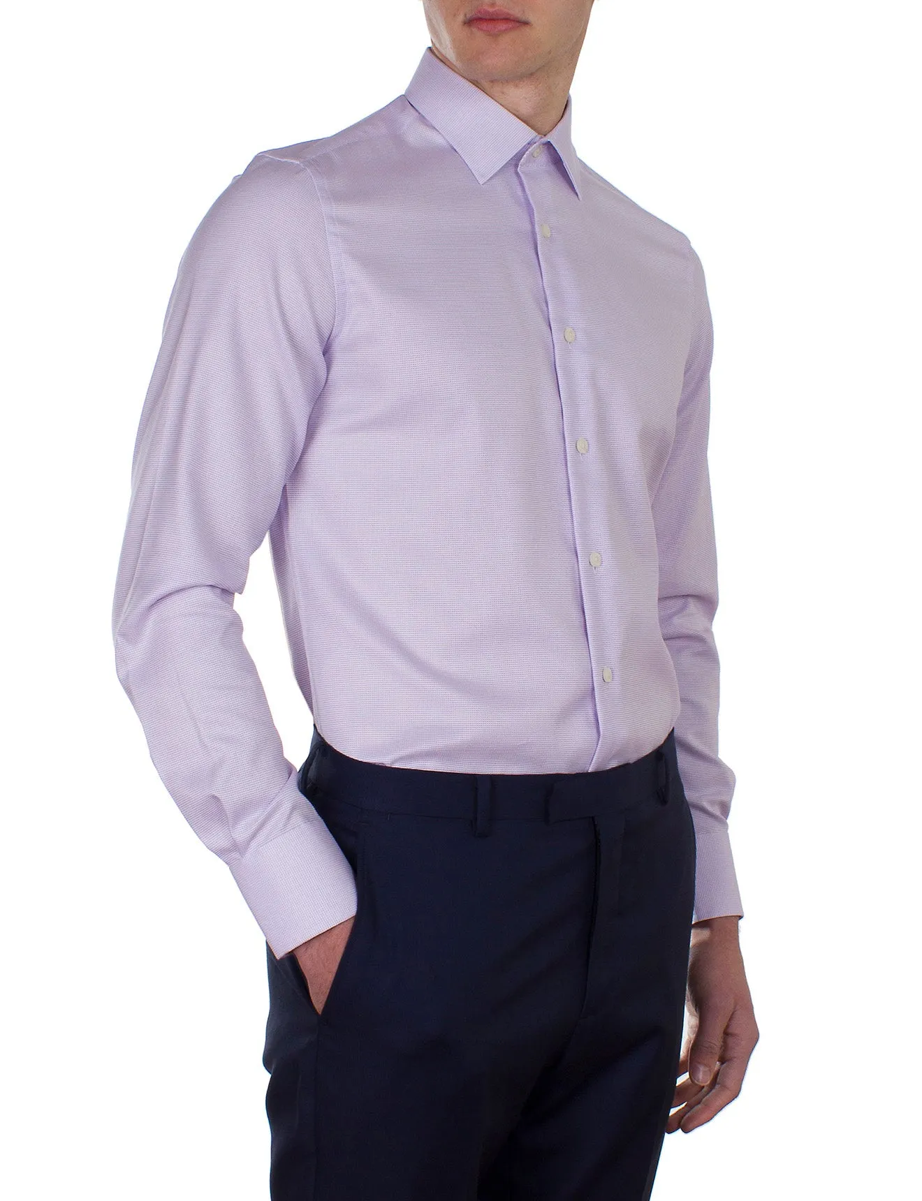 Lilac Micro Check Business Shirt (Contemporary Fit)