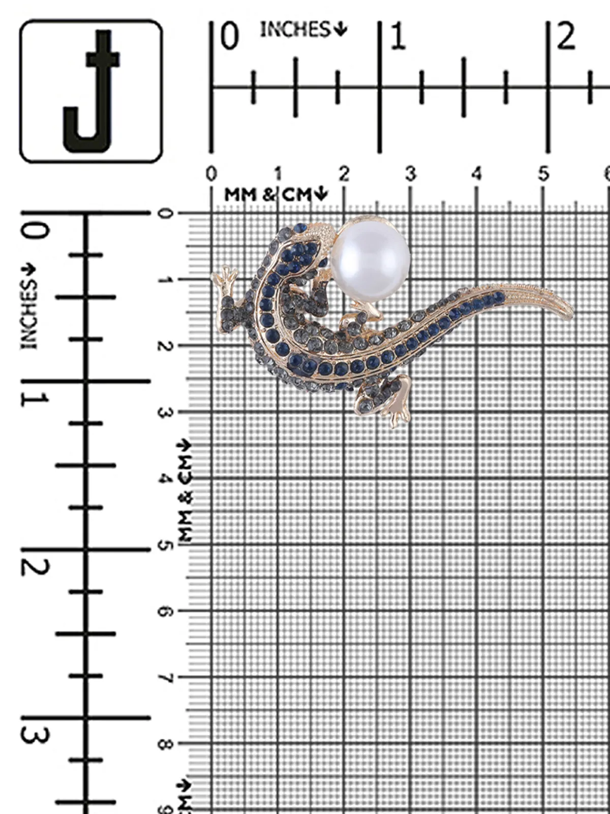 Lizard Design Diamond And Pearl Insect Brooch Pin