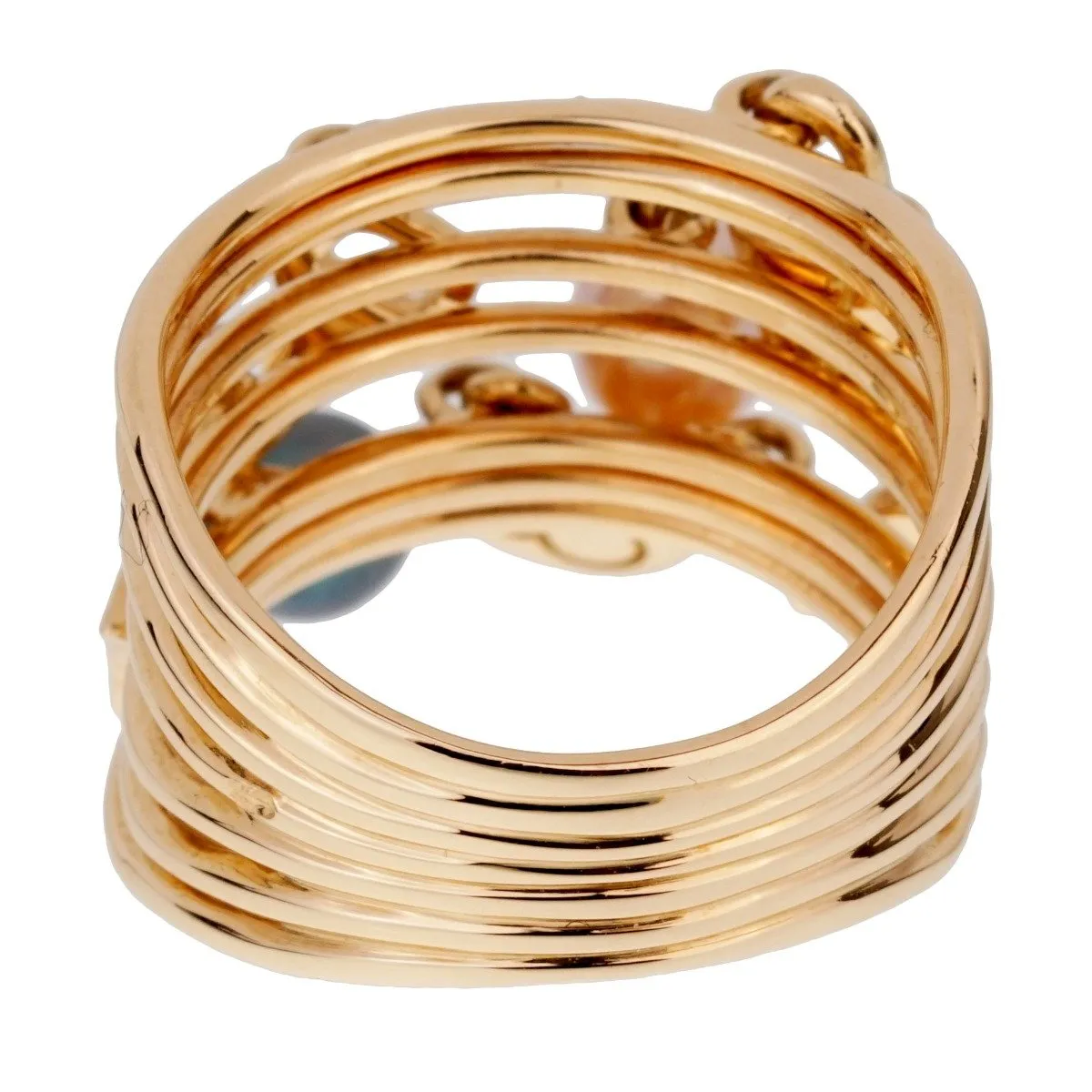 Louis Vuitton Monogram Pearl Cocktail Yellow Gold Ring Sz 6 1/2