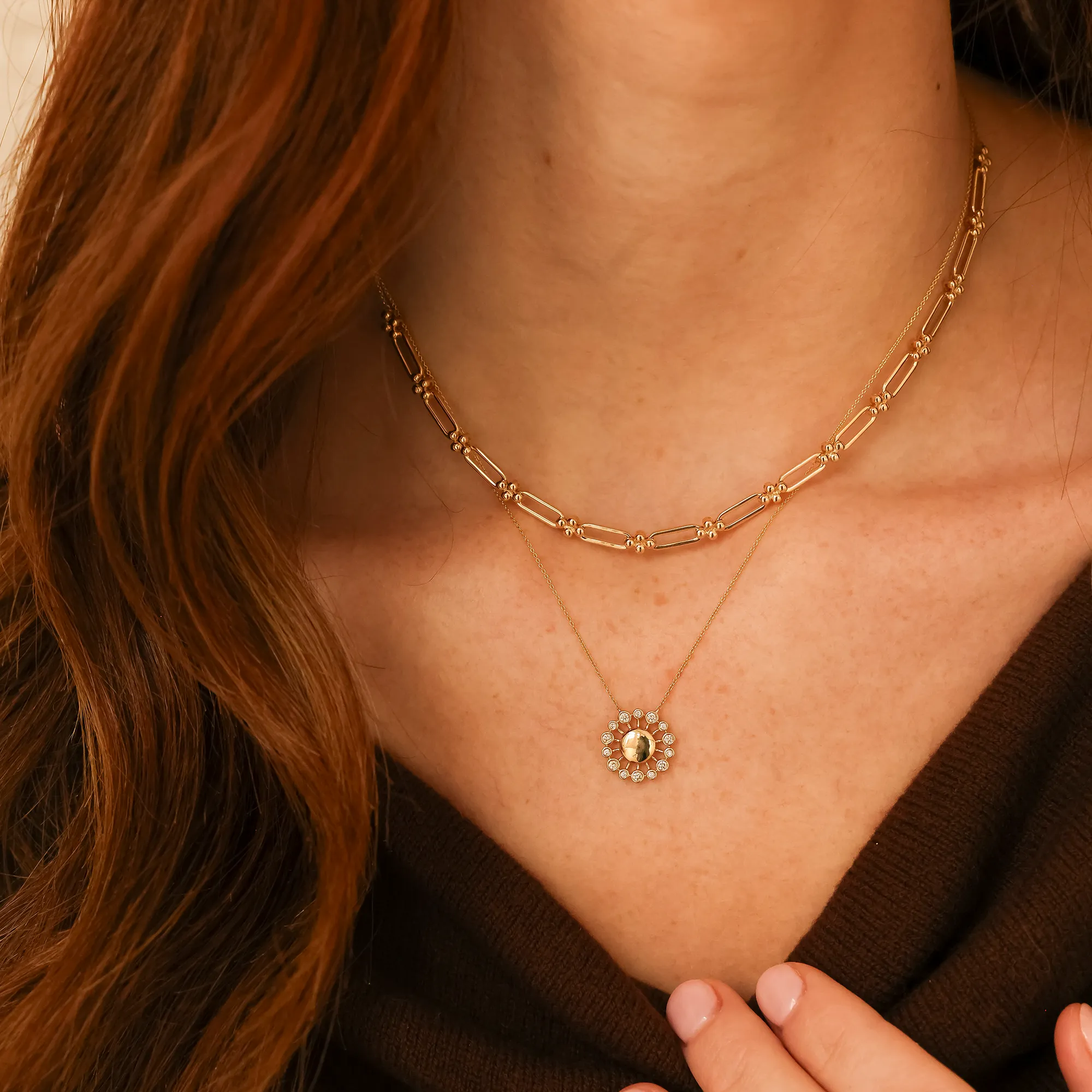 Lulu Jack Bezel Sunburst Necklace