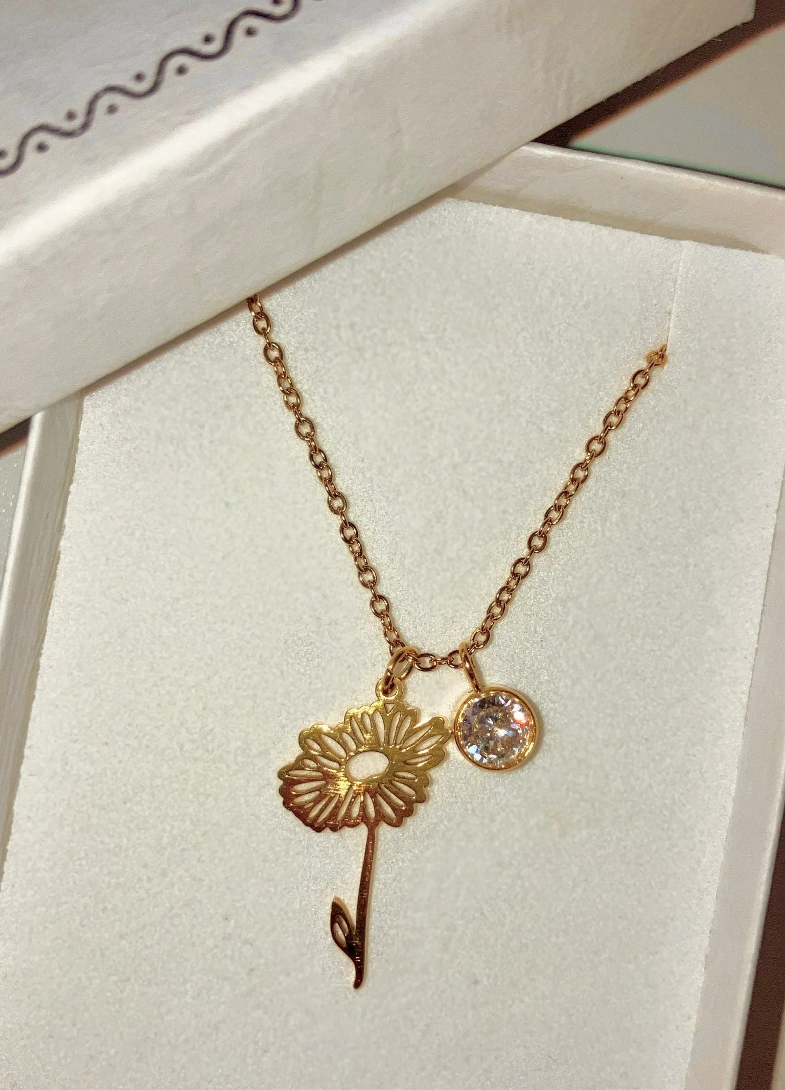MARCH Birth Flower Necklace | Gold Plated Birthstone Necklace | Gifts for Her | Custom Flower Necklace | Charm Necklace | Women's Gift