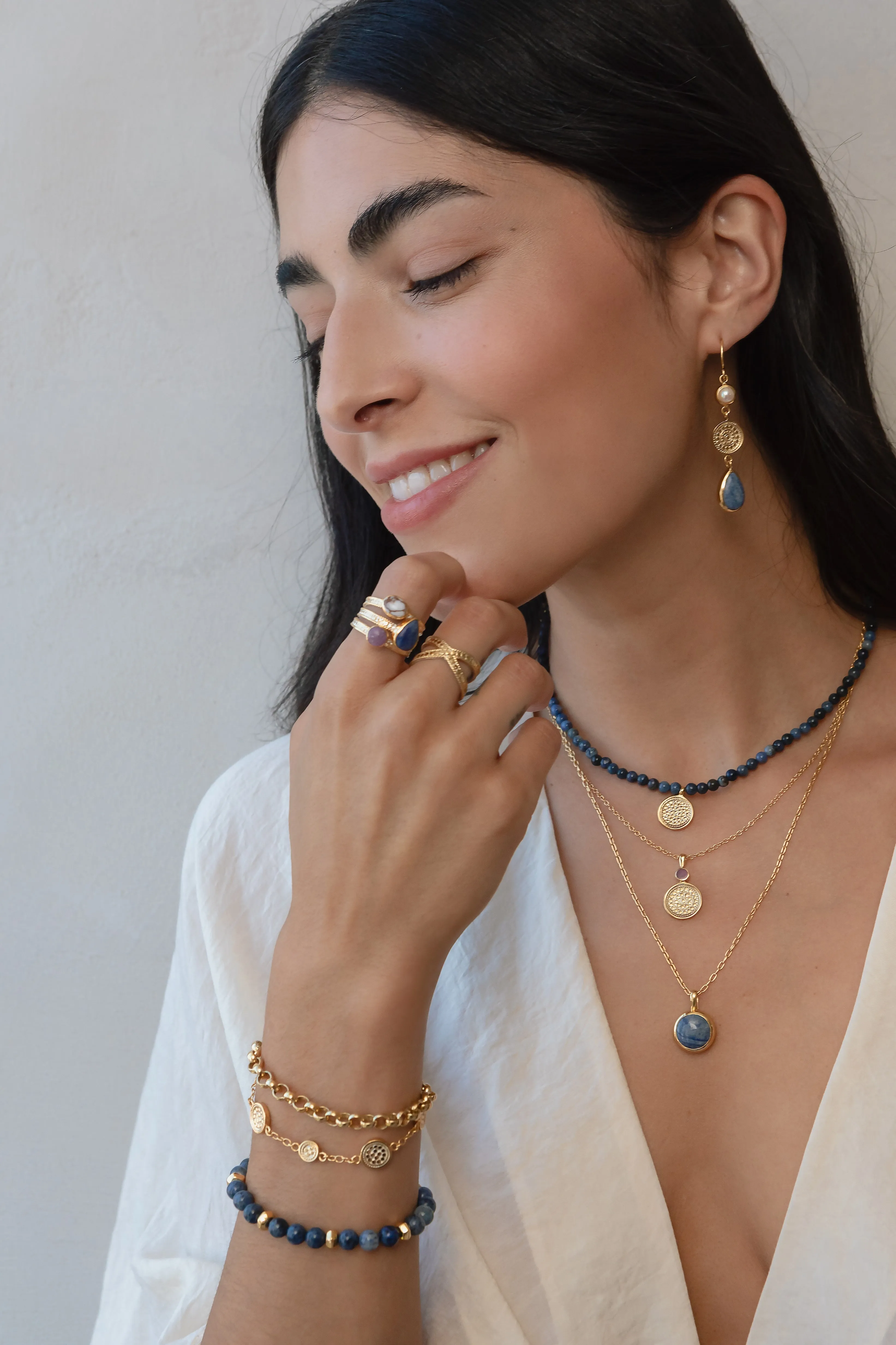 Medium Pendant Dumortierite Beaded Necklace