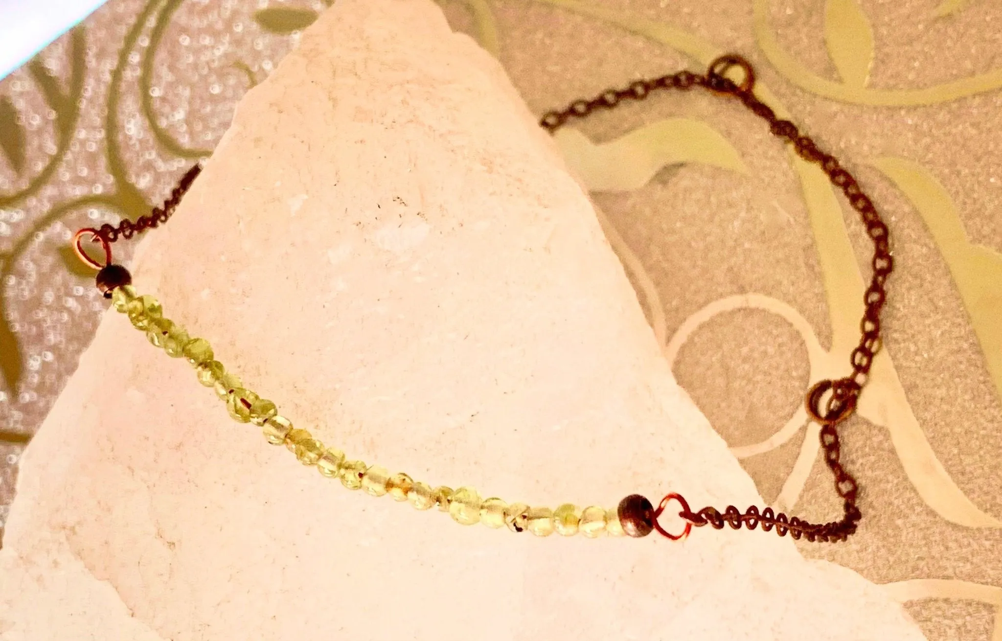 Melanie Handmade Delicate and Dainty Genuine Peridot Seed Bead Bracelet