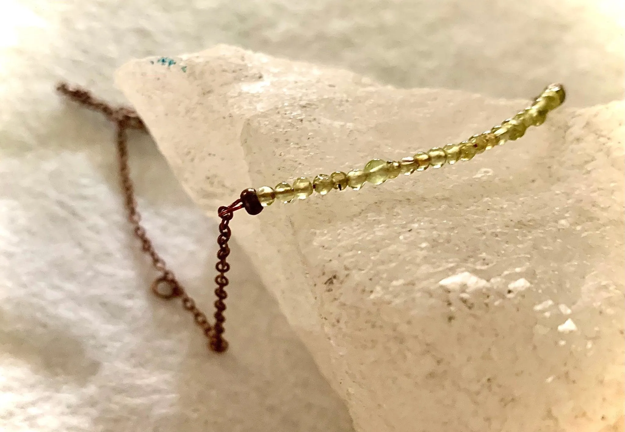 Melanie Handmade Delicate and Dainty Genuine Peridot Seed Bead Bracelet