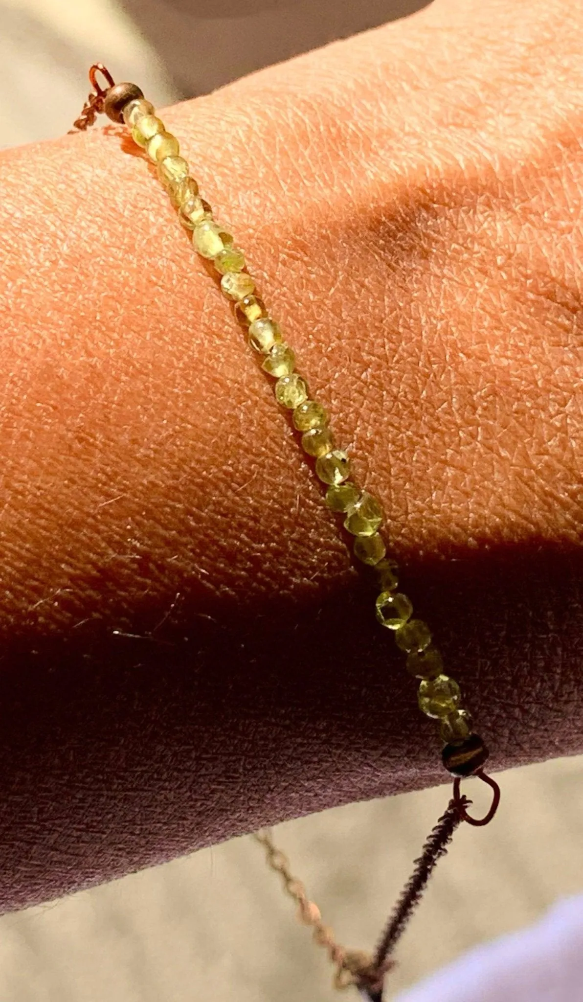 Melanie Handmade Delicate and Dainty Genuine Peridot Seed Bead Bracelet