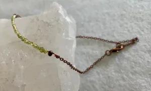 Melanie Handmade Delicate and Dainty Genuine Peridot Seed Bead Bracelet