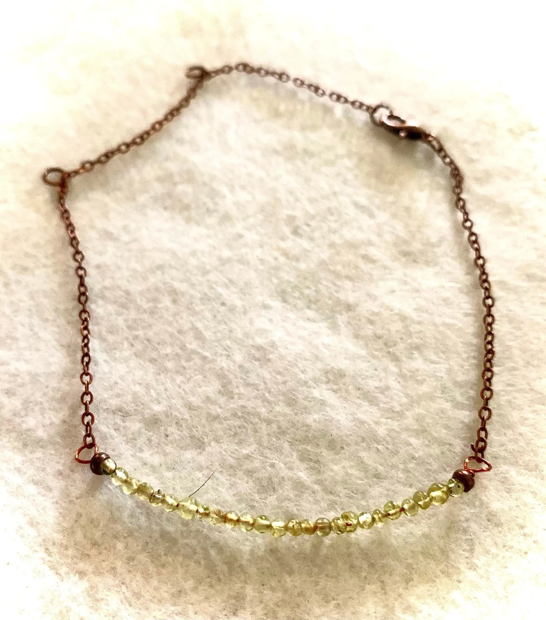 Melanie Handmade Delicate and Dainty Genuine Peridot Seed Bead Bracelet