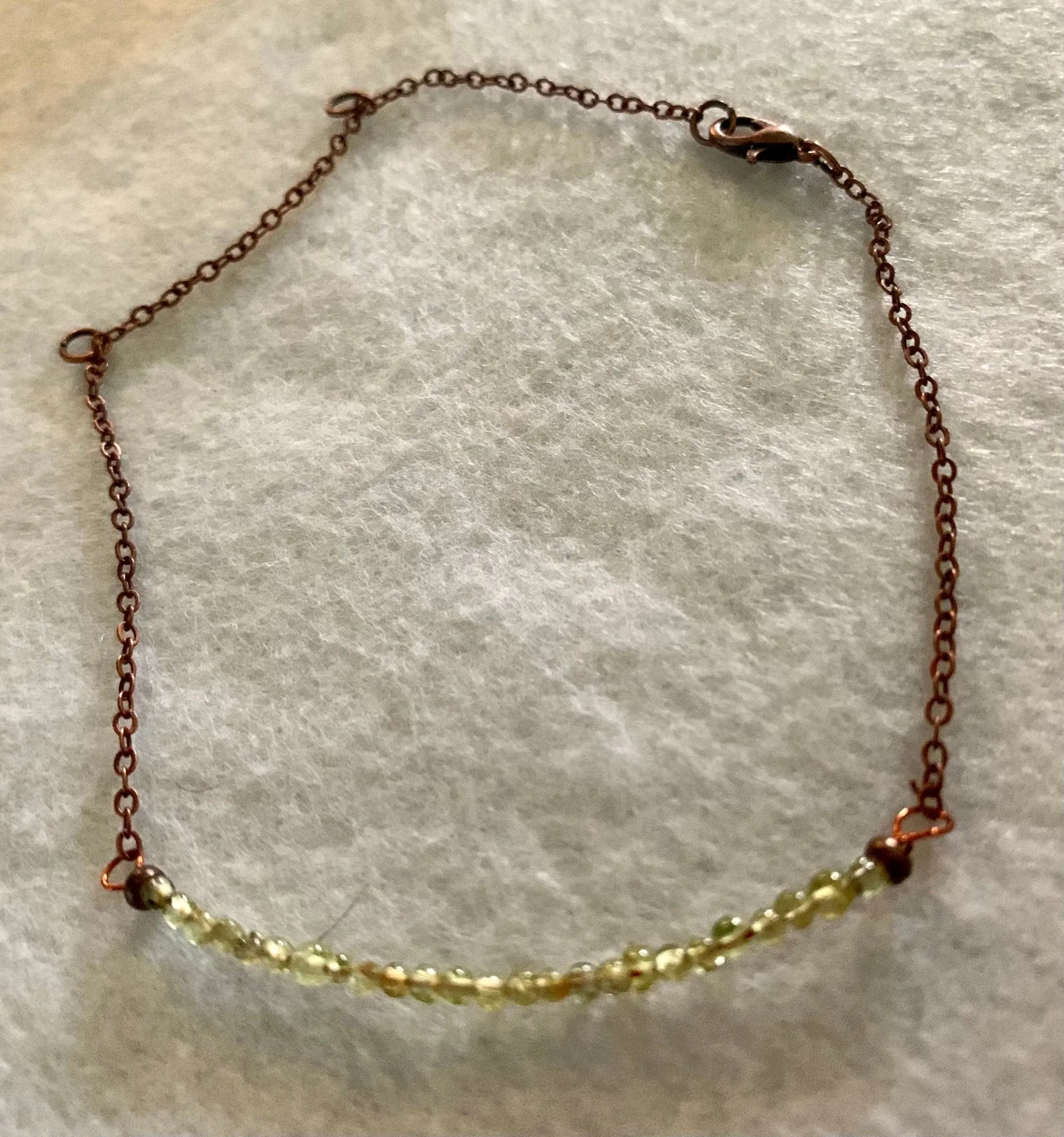 Melanie Handmade Delicate and Dainty Genuine Peridot Seed Bead Bracelet