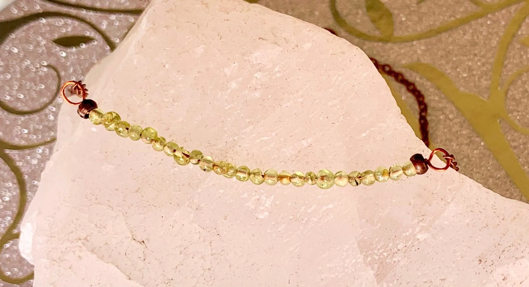 Melanie Handmade Delicate and Dainty Genuine Peridot Seed Bead Bracelet