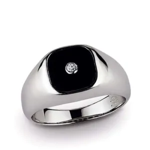 Men's Diamond Solitaire Ring with Cushion Cut Stone