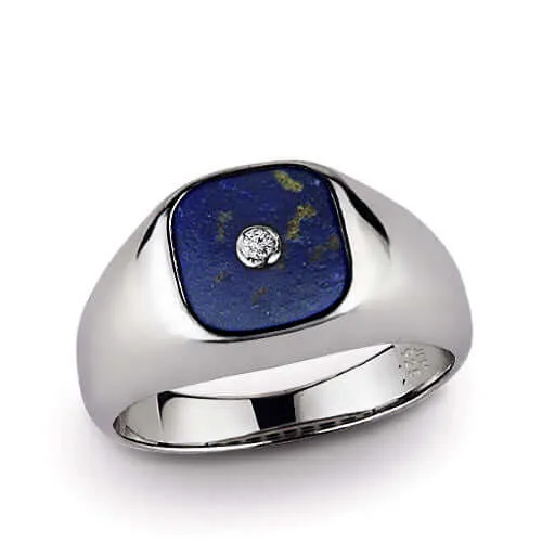 Men's Diamond Solitaire Ring with Cushion Cut Stone