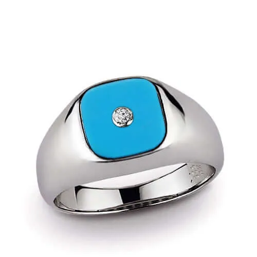 Men's Diamond Solitaire Ring with Cushion Cut Stone