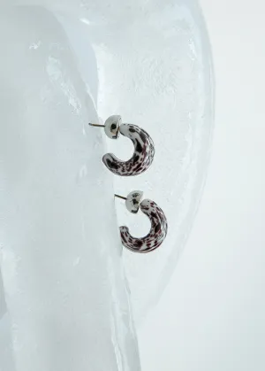 MICRO GLASS HOOP EARRING / MAUVE SPECKLE