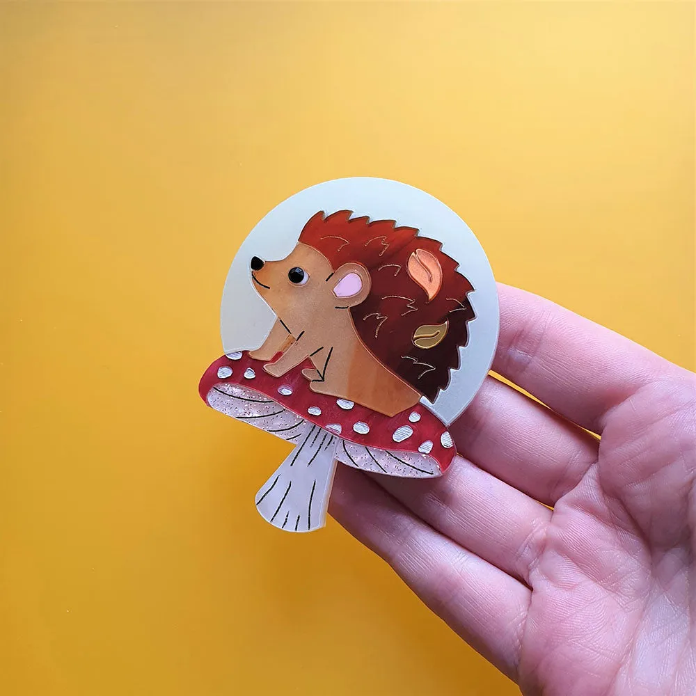 Moon Gazing Hedgehog Brooch by Cherryloco