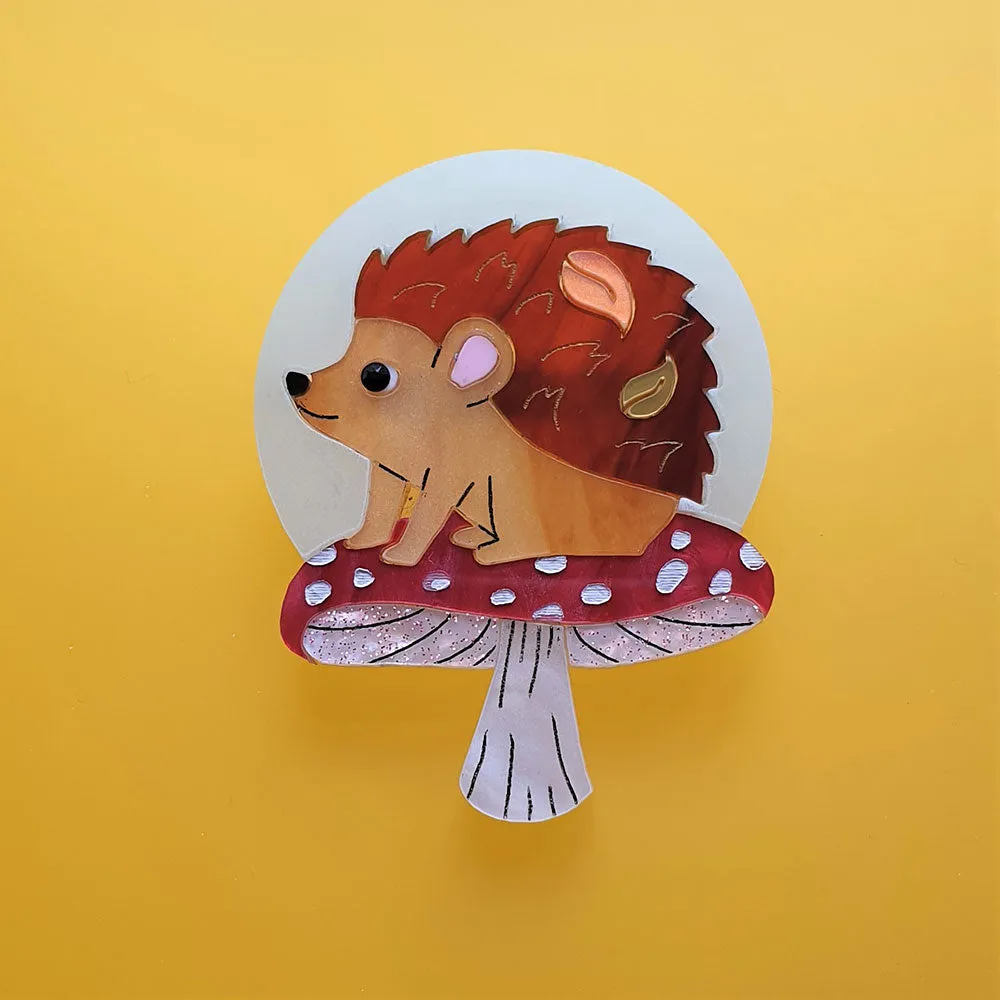 Moon Gazing Hedgehog Brooch by Cherryloco