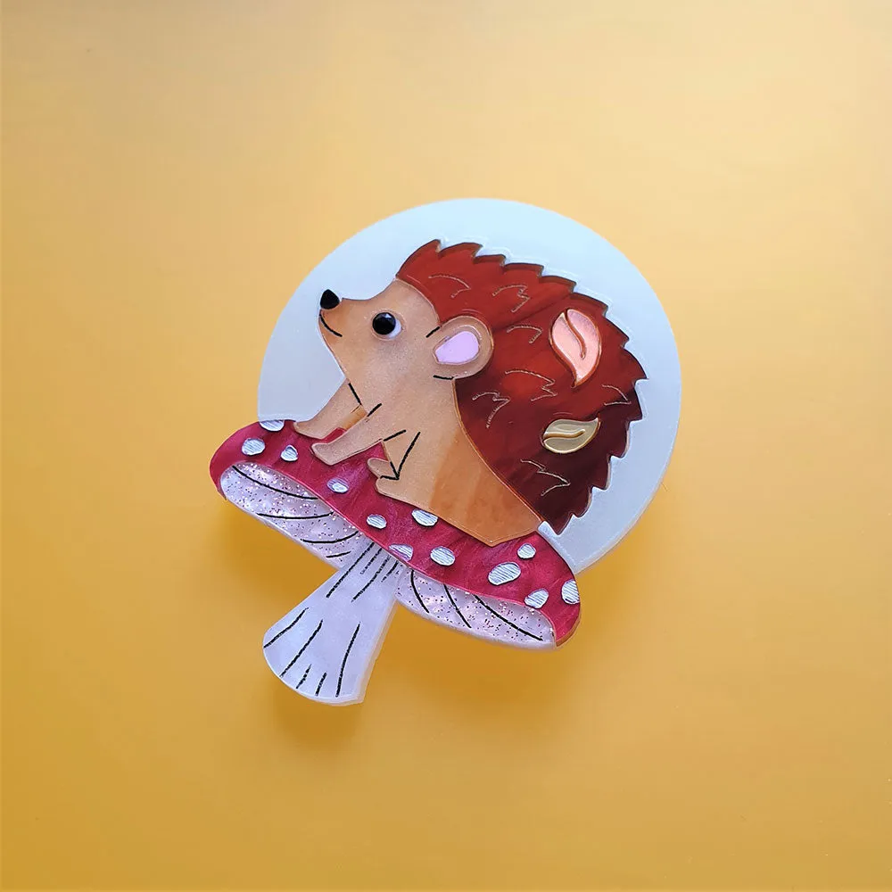 Moon Gazing Hedgehog Brooch by Cherryloco
