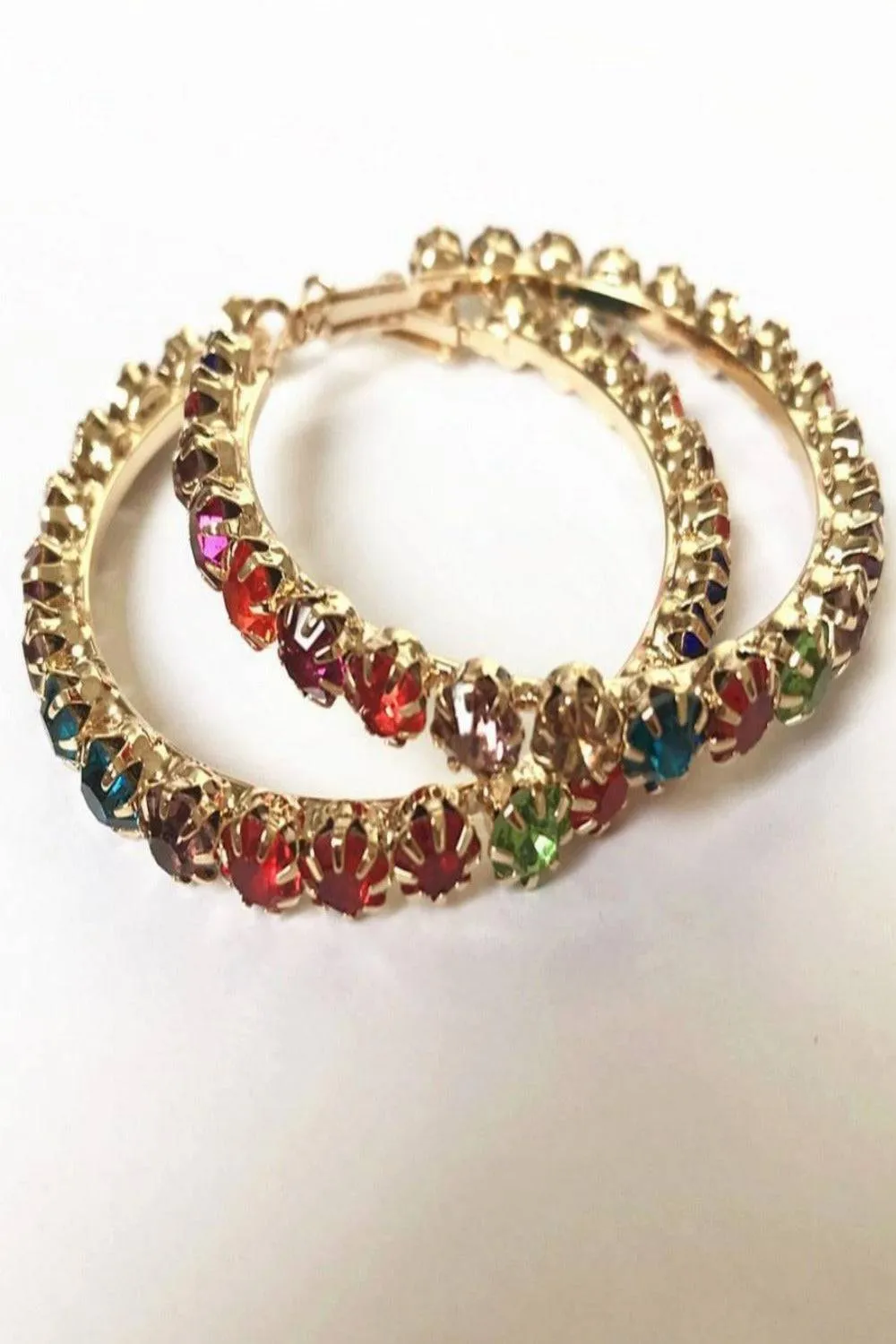 Multicolor Rhinestone Big Hoop Earrings