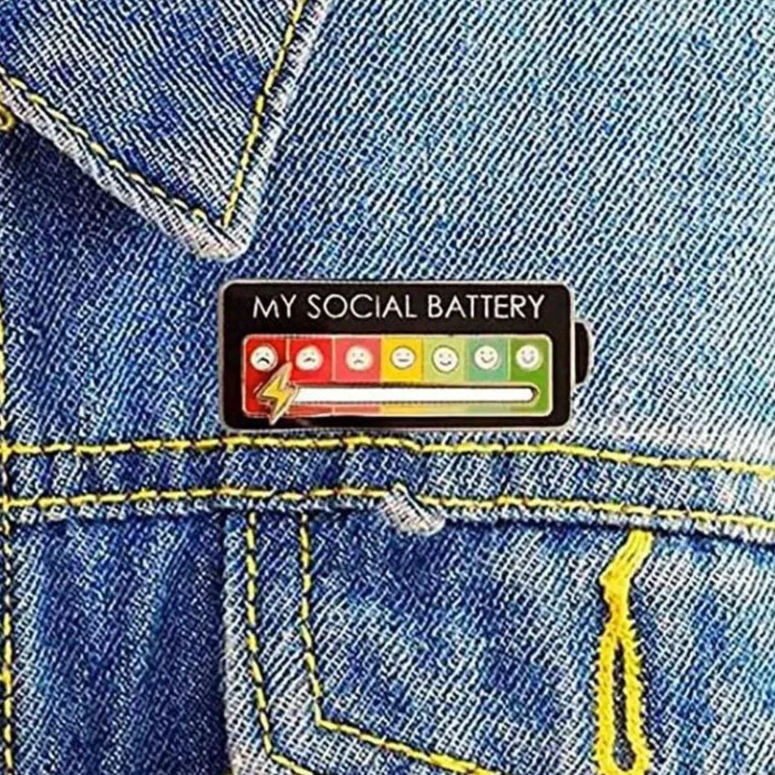 My Social Battery Brooch Pin (Select From Drop Down)