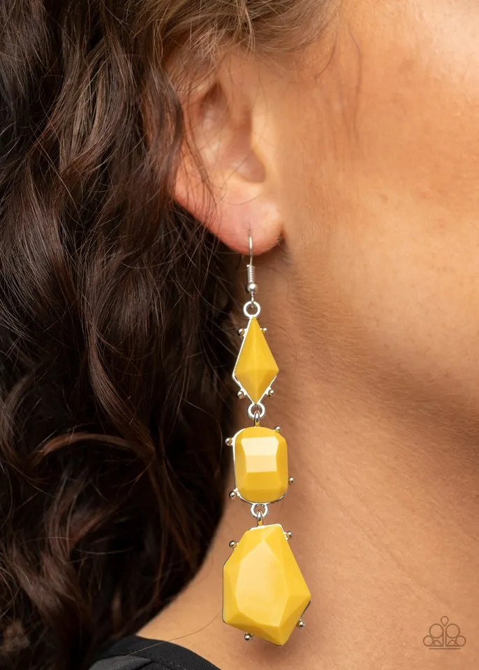 Paparazzi Earring ~ Geo Getaway - Yellow