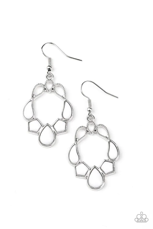 Paparazzi Earring ~ Its Rude to STEER - White
