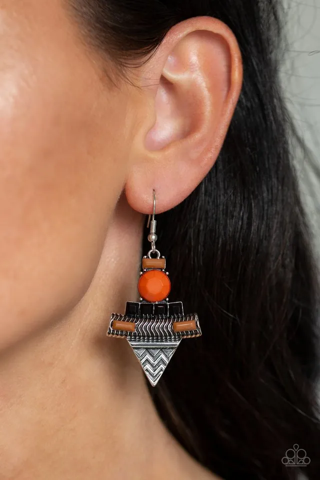 Paparazzi Earring ~ Tribal Terrain - Orange