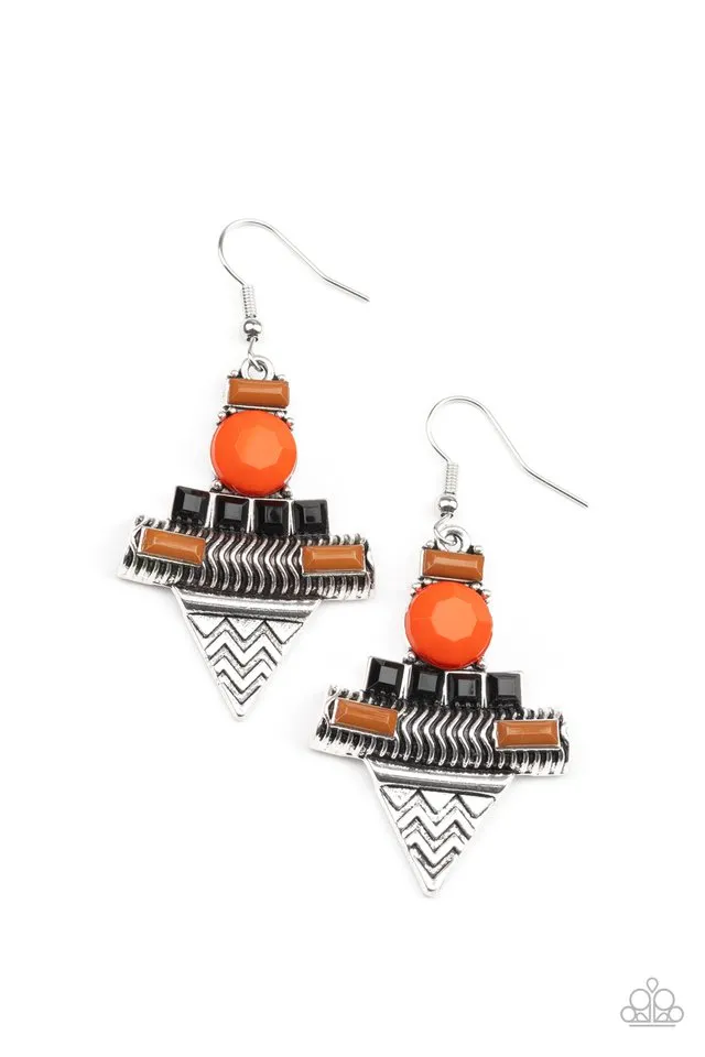 Paparazzi Earring ~ Tribal Terrain - Orange