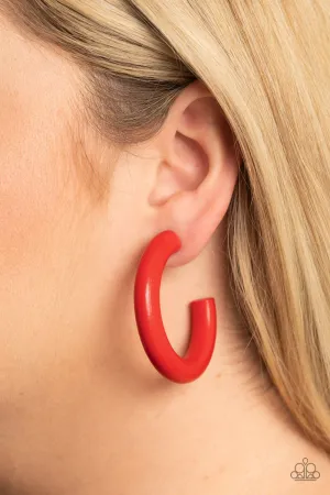 Paparazzi Woodsy Wonder - Red Earrings