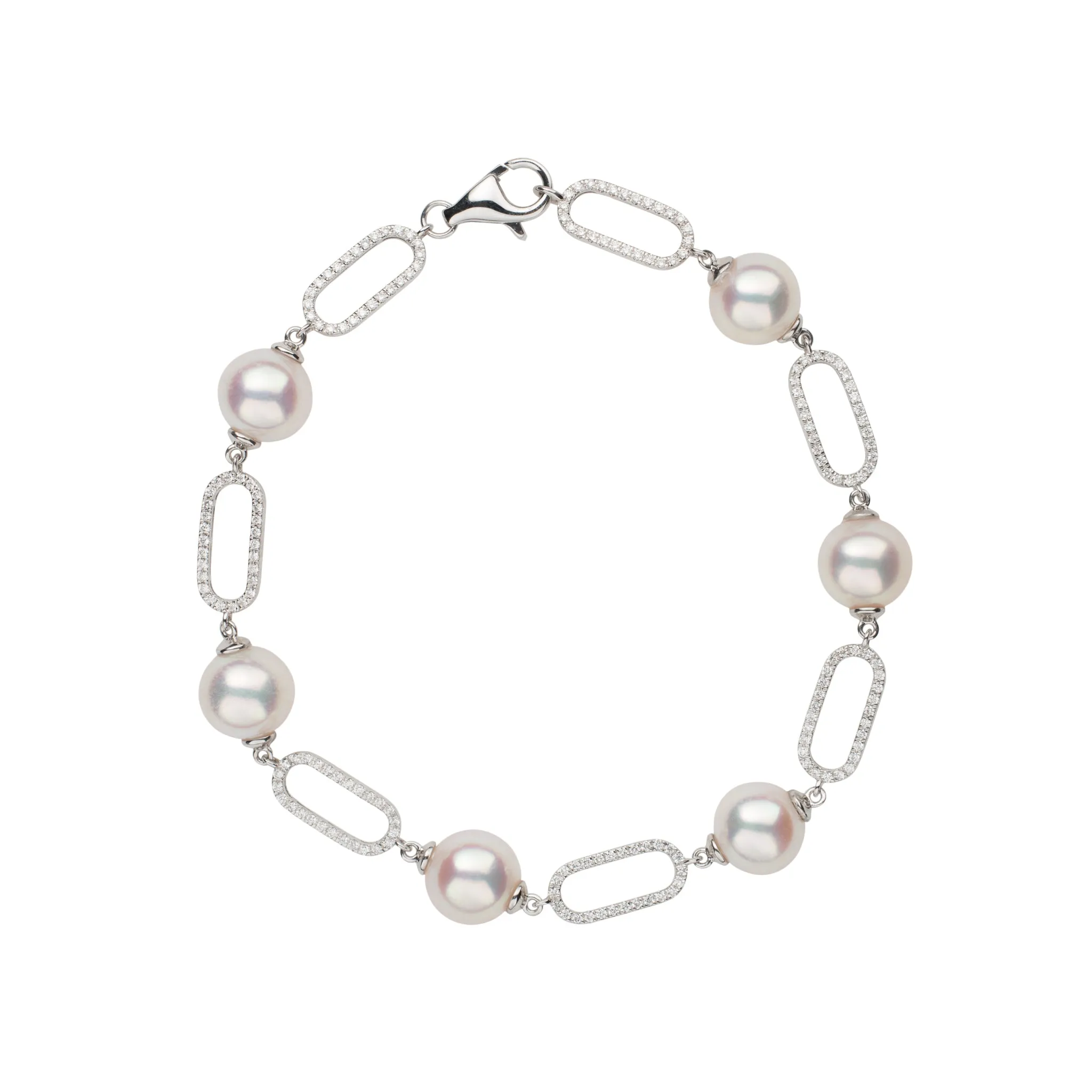 Paperclip Akoya Pearls & Diamond Bracelet