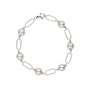 Paperclip Akoya Pearls & Diamond Bracelet