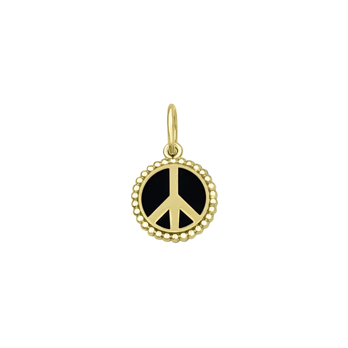 Peace Sign Charm Gold and Black