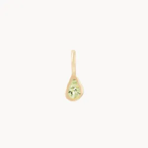 pear peridot august mood birthstone charm - 10k yellow gold, peridot