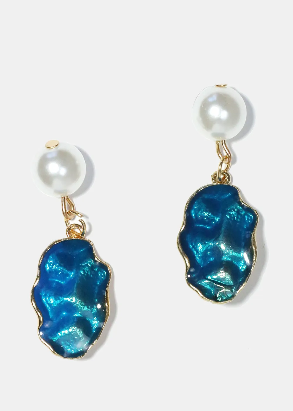 Pearl & Colorful Textured Dangle Earrings