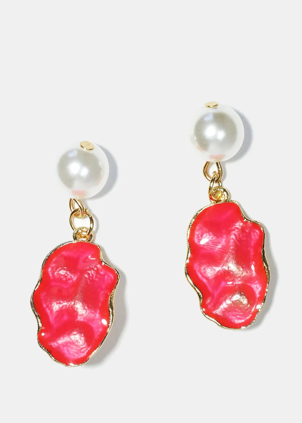 Pearl & Colorful Textured Dangle Earrings