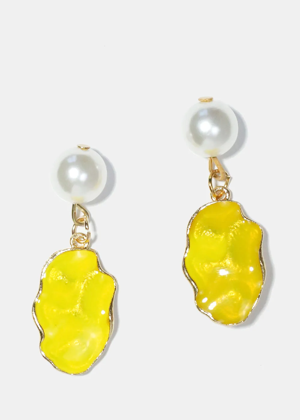 Pearl & Colorful Textured Dangle Earrings