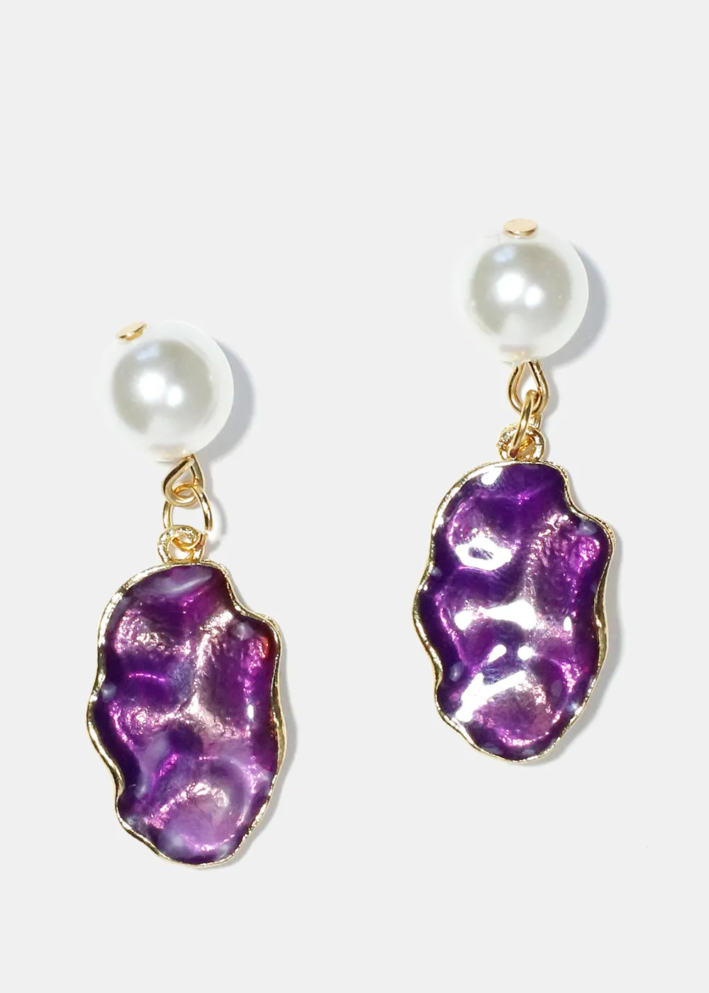 Pearl & Colorful Textured Dangle Earrings