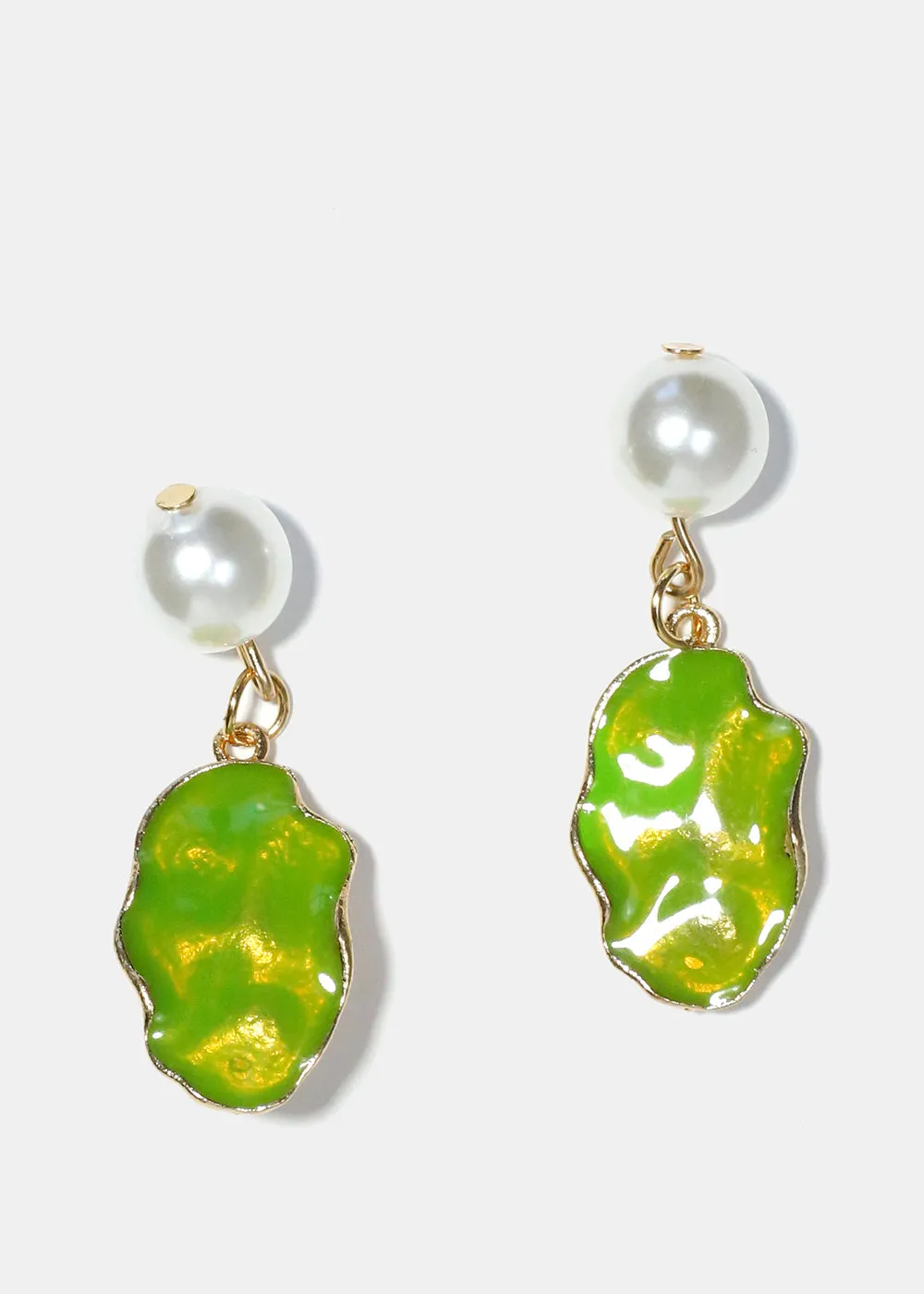 Pearl & Colorful Textured Dangle Earrings