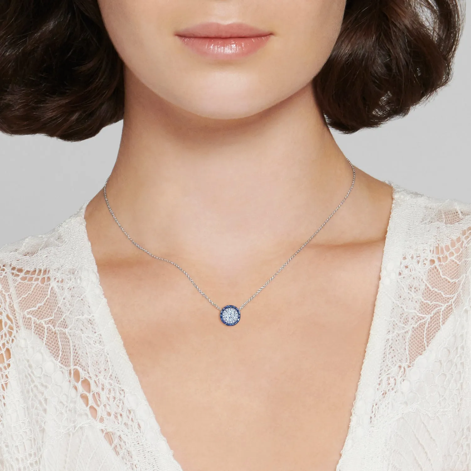 Pendant with Diamonds and Sapphires