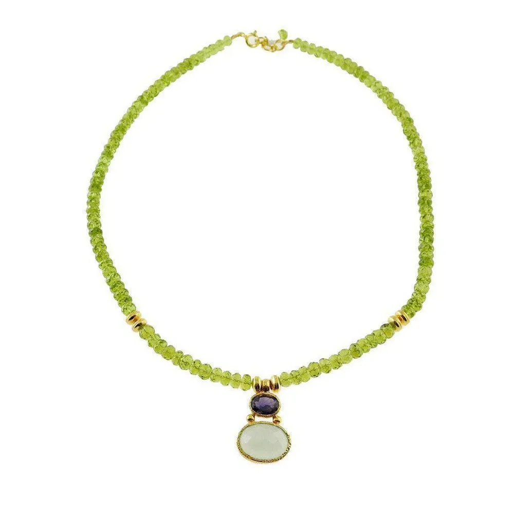 Peridot and Kyanite and Chalcedony Necklace