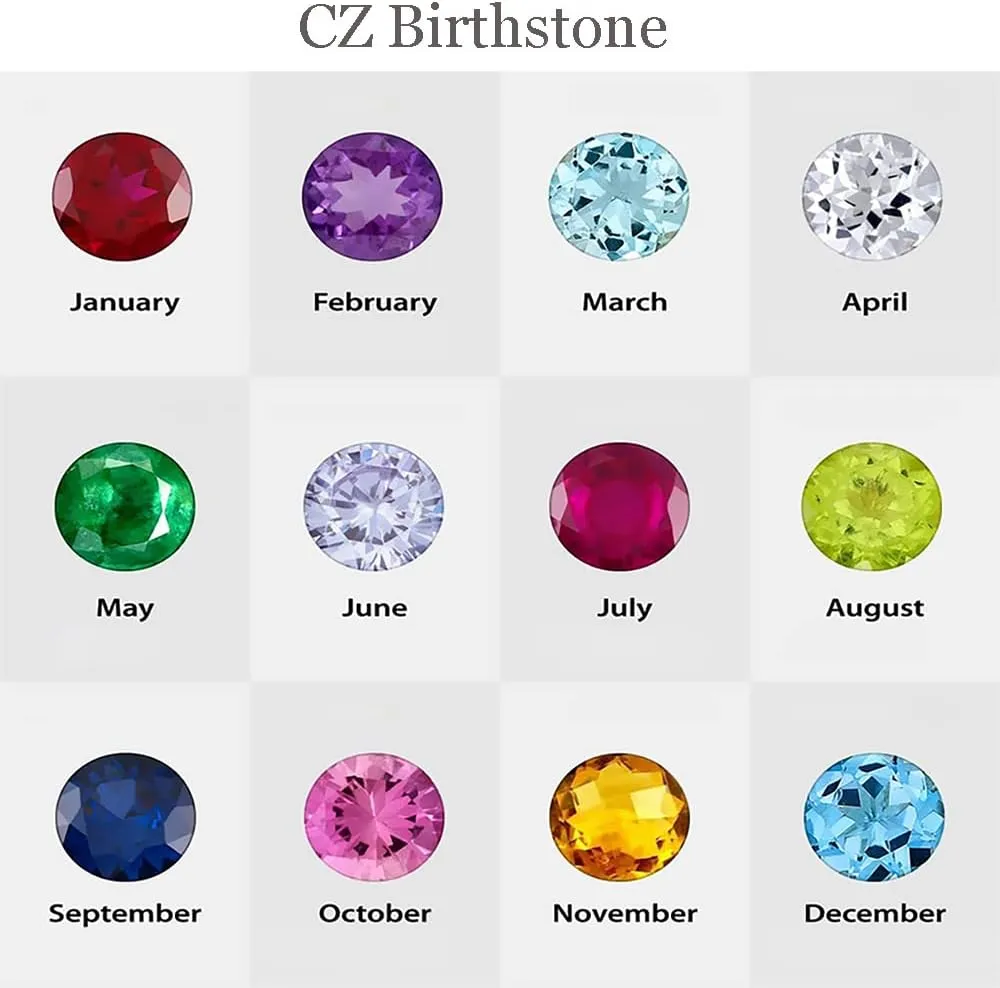 Personalized Moissanite Heart Name Rings with 2-6 CZ Birthstone, Sterling Silver Customized Birthstone Rings for Mom Women Jewelry for Women Mothers Day Birthday