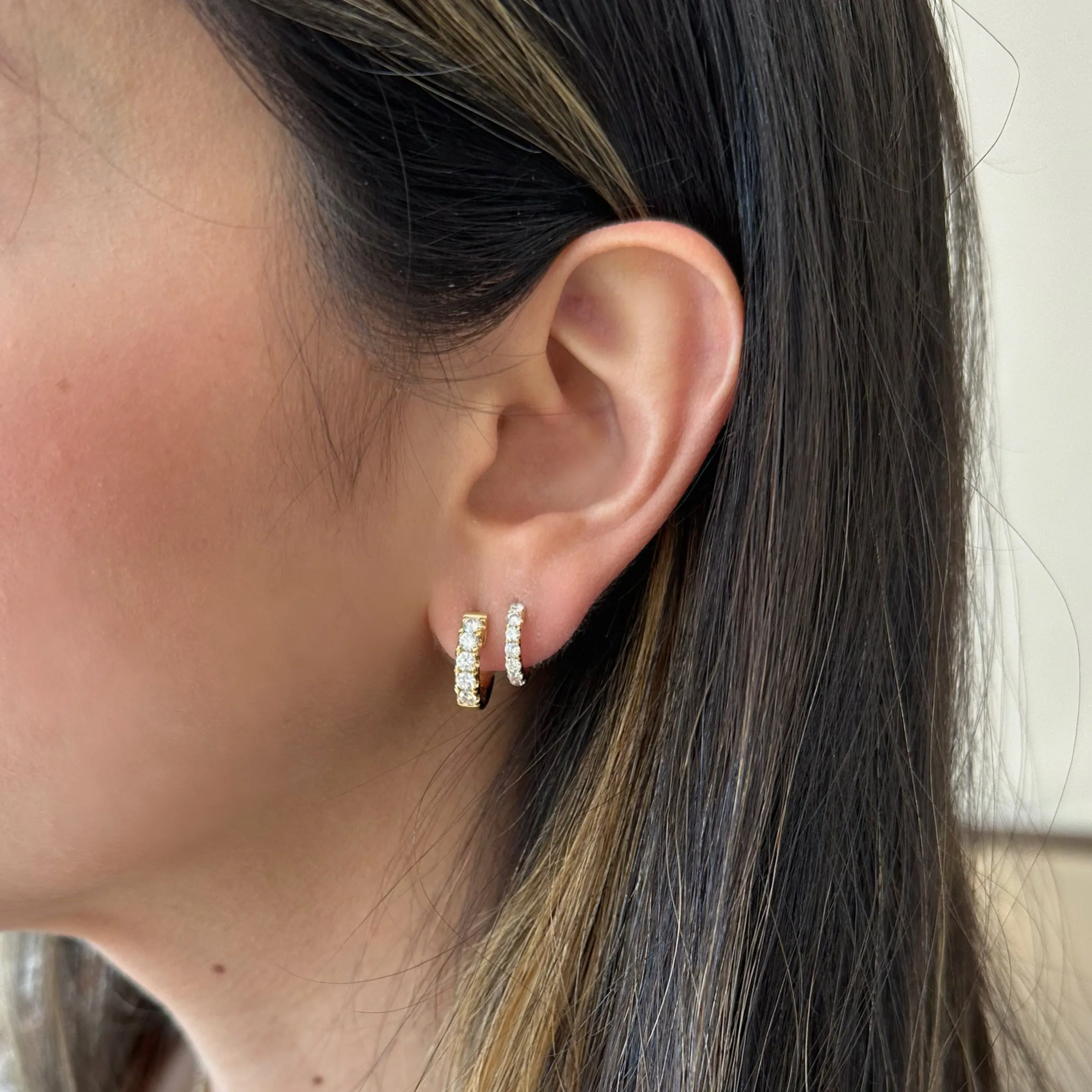 Petite Diamond Horse-shoe Huggie Earrings