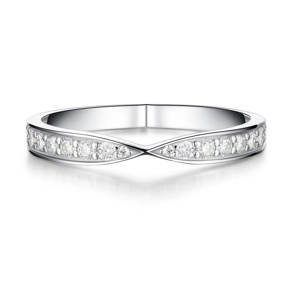 Petite Infinity Pave and High Polished Finish Coulpe's Ring Set